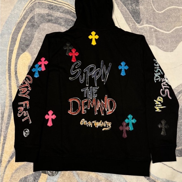 Chrome Hearts Black Supply The Demand Crosses Hoodie Men’s Size Medium or Large - Picture 2 of 4